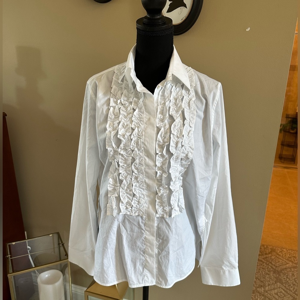 Scanlan Theodore Tuxedo Ruffle Button-Up Shirt Wi… - image 1